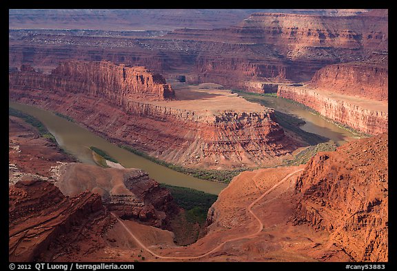 Colorado River gooseneck and Potash Road. Canyonlands National Park, Utah, USA.