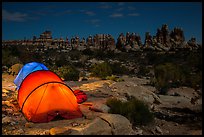 Tents at night in the Dollhouse. Canyonlands National Park ( color)