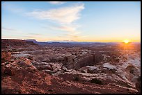 Sunrise over Jasper Canyon from Petes Mesa. Canyonlands National Park, Utah, USA. (color)