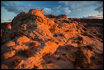 Last light above High Spur slot canyon, Orange Cliffs Unit, Glen Canyon National Recreation Area, Utah. USA (color)