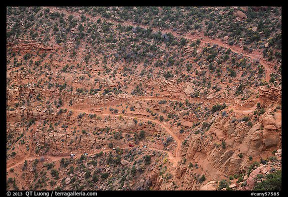 Steep switchbacks of the Flint Trail, Orange Cliffs Unit, Glen Canyon National Recreation Area, Utah. USA