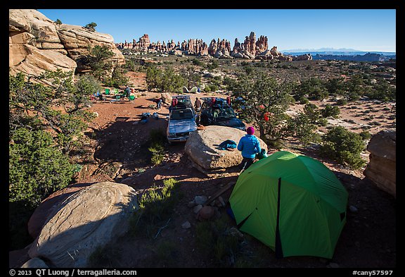 Jeep camp at the Dollhouse. Canyonlands National Park, Utah, USA.