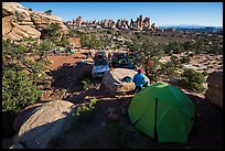 Jeep camp at the Dollhouse. Canyonlands National Park, Utah, USA.