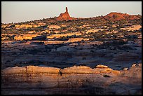 Maze and Chimney Rock at sunset, land of Standing rocks. Canyonlands National Park ( color)