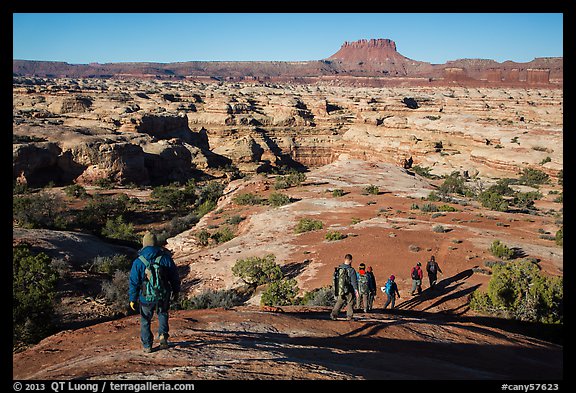 Group hiking down into the Maze. Canyonlands National Park (color)