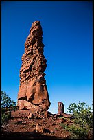 Standing Rock and Plug, Maze District. Canyonlands National Park, Utah, USA.