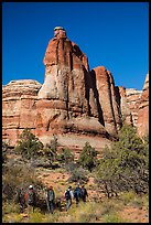 Hikers at the bottom of the Maze. Canyonlands National Park, Utah, USA. (color)