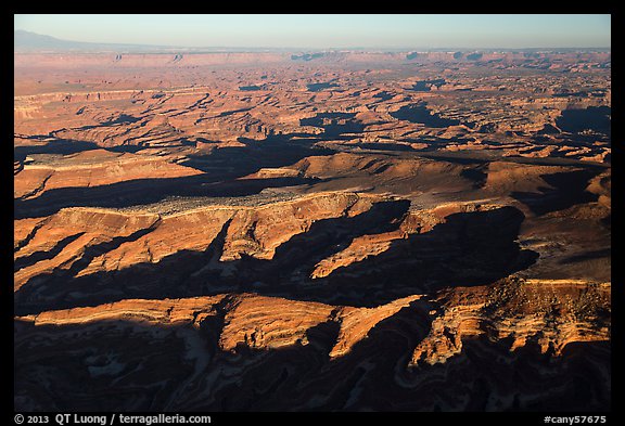 Aerial View of Maze District, Island in the sky in background. Canyonlands National Park, Utah, USA.