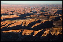 Aerial View of Maze District, Island in the sky in background. Canyonlands National Park, Utah, USA. (color)