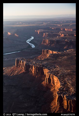 Aerial View of cliffs bordering Green River. Canyonlands National Park, Utah, USA.