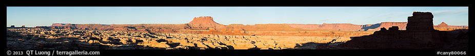 Maze canyons and Chocolate Drops from Petes Mesa, early morning. Canyonlands National Park (color)