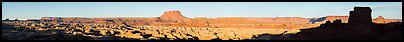 Maze canyons and Chocolate Drops from Petes Mesa, early morning. Canyonlands National Park, Utah, USA.