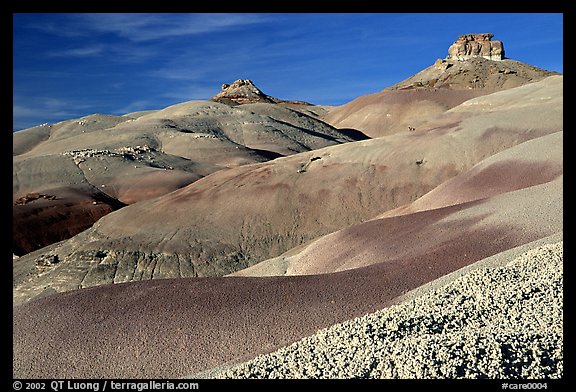 Badlands of  Bentonite hills, Cathedral Valley, afternoon. Capitol Reef National Park (color)