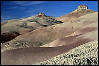 Badlands of  Bentonite hills, Cathedral Valley, afternoon. Capitol Reef National Park, Utah, USA.