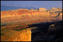 Waterpocket Fold from Sunset Point in storm light at sunset. Capitol Reef National Park, Utah, USA.