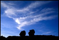 Twin boulders and clouds, dusk. Capitol Reef National Park, Utah, USA. (color)