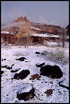 Castle Meadow and Castle, winter. Capitol Reef National Park, Utah, USA. (color)