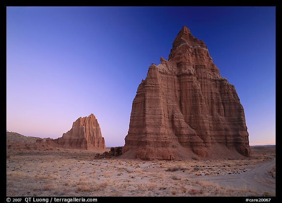 Temples of the Sun and Moon, dawn. Capitol Reef National Park, Utah, USA.