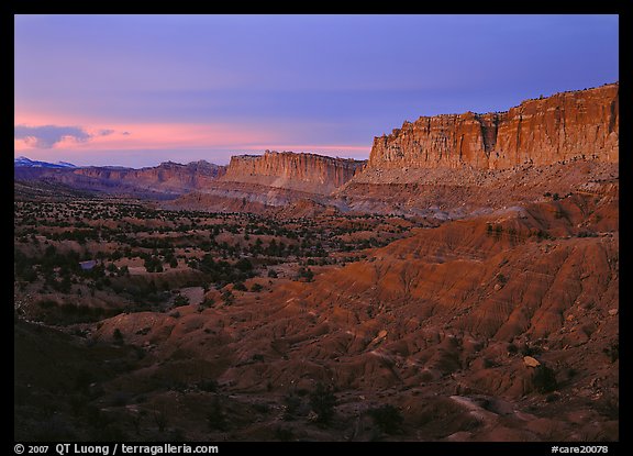 West side of Waterpocket Fold monocline at dusk. Capitol Reef National Park (color)