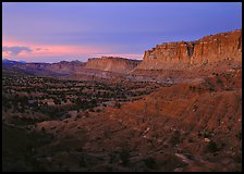 Waterpocket fold cliffs at dusk. Capitol Reef National Park ( color)