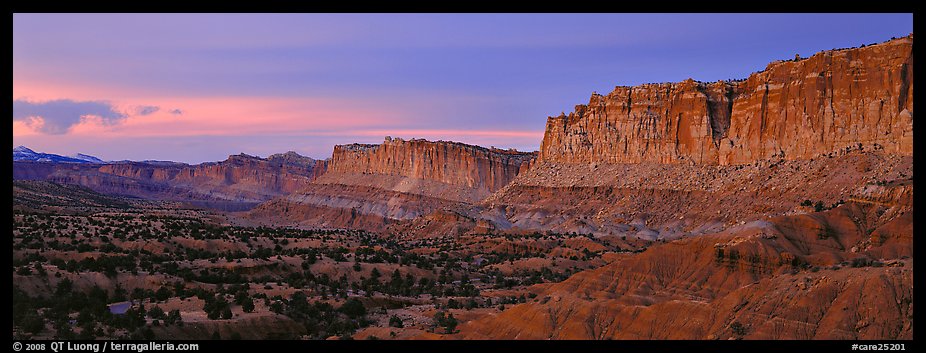 Sandstone cliffs at sunset. Capitol Reef National Park (color)