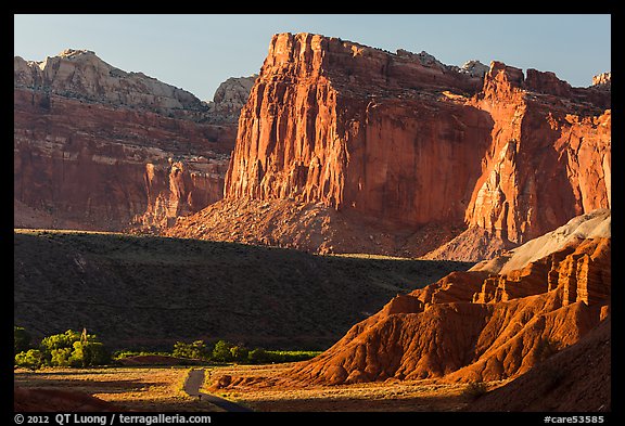 Cliffs near Fruita at sunset. Capitol Reef National Park (color)