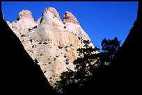 Sandstone towers seen from Surprise Canyon. Capitol Reef National Park, Utah, USA.