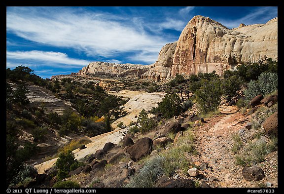 Trail and Navajo Dome. Capitol Reef National Park, Utah, USA.