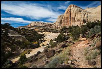 Trail and Navajo Dome. Capitol Reef National Park, Utah, USA.