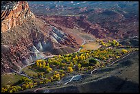 Fruita campground from above in autumn. Capitol Reef National Park, Utah, USA. (color)