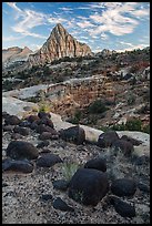 Balsalt boulders and Pectol Pyramid. Capitol Reef National Park ( color)