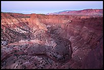 Goosenecks of Sulfur Creek and Waterpocket Fold at dawn. Capitol Reef National Park, Utah, USA. (color)