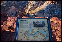 Interpretive sign, Sulfur Creek Goosenecks. Capitol Reef National Park, Utah, USA.