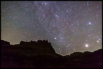 Castle under starry sky at night. Capitol Reef National Park, Utah, USA.