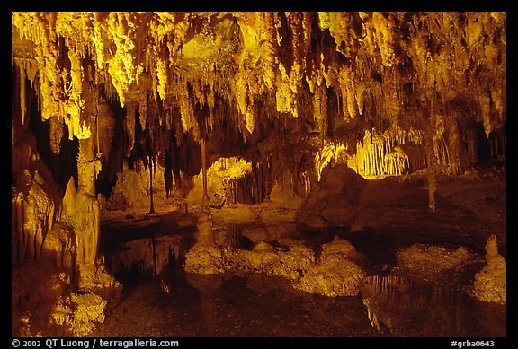 Delicate formations reflected in a pool, Lehman Caves. Great Basin National Park (color)