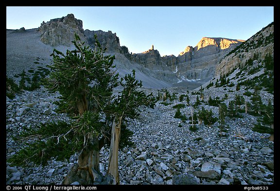 Rock bound cirque of Wheeler Peak, sunrise. Great Basin National Park, Nevada, USA.