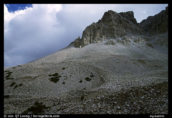Peak, talus, and clouds. Great Basin National Park (color)