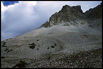 Peak, talus, and clouds. Great Basin National Park, Nevada, USA.