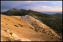 Wheeler Peak and Snake range seen from Mt Washington, sunrise. Great Basin National Park, Nevada, USA.