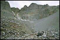 Hikers at the base of the North Face of Wheeler Peak. Great Basin National Park, Nevada, USA.