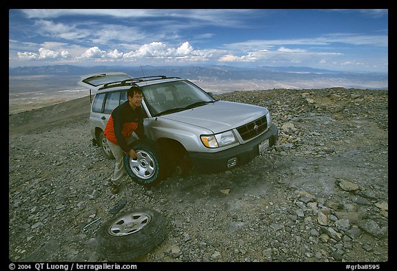 Flat tire on Mt Washington. Great Basin National Park, Nevada, USA.