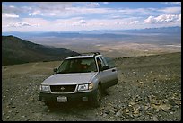 SUV on four wheel drive road on Mt Washington. Great Basin National Park, Nevada, USA. (color)