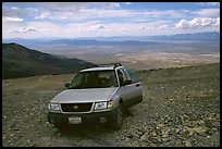 SUV on four wheel drive road on Mt Washington. Great Basin National Park, Nevada, USA.