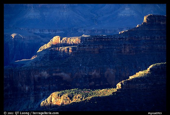 Ridges from Bright Angel Point, sunrise. Grand Canyon National Park (color)