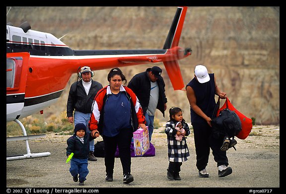 Havasu Indians commute by helicopter to roadless village. Grand Canyon National Park, Arizona, USA.