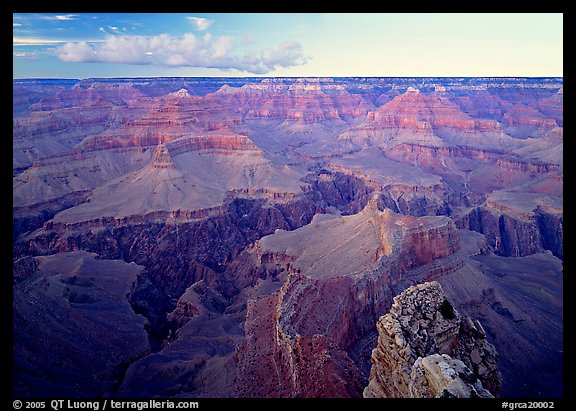 Granite Gorge seen from  South Rim, twilight. Grand Canyon National Park, Arizona, USA.