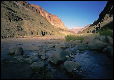 Bottom of Grand Canyon with Tapeats Creek joining  Colorado River. Grand Canyon National Park, Arizona, USA. (color)