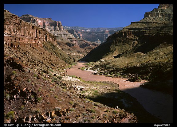 Colorado River at  bottom of  Grand Canyon. Grand Canyon National Park, Arizona, USA.