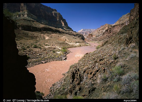 Colorado River with chocolate-colored waters in fall. Grand Canyon National Park, Arizona, USA.