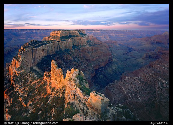 View of Wotans Throne from Cape Royal at sunrise. Grand Canyon National Park (color)